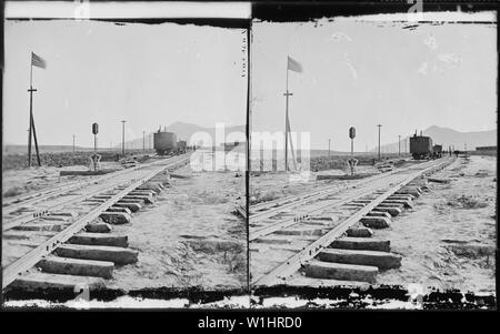 Promontory Point, the spot where the track layers met and laid the last rail. Elevation 4,905 feet. Box Elder County, Utah. Stock Photo