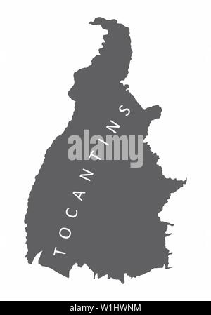 Tocantins State silhouette map isolated on white background, Brazil Stock Vector