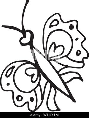Flying butterfly continuous line drawing element isolated on white background for logo or decorative element. Vector illustration of animal form in tr Stock Vector