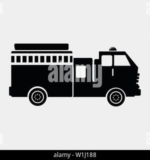 Silhouette Firefighter Truck Fire Engine Stencil Vector Drawing Stock