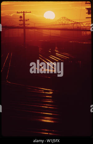 SUNSET OVER RAIL YARDS Stock Photo - Alamy