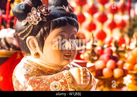 Chinese New Year, Joss Stick, red incense Pot Sacrifice God, Traditional Celebration Stock Photo