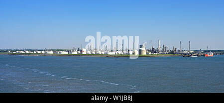 terneuzen, netherlands - 2019.05.15:  view over river scheldt onto dow benelux chemical plant Stock Photo