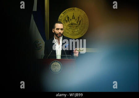 San Salvador, El Salvador. 3rd July, 2019. El Salvador President NAYIB BUKELE anounced new aditions to his security policy in a press conference Credit: Camilo Freedman/ZUMA Wire/Alamy Live News Stock Photo