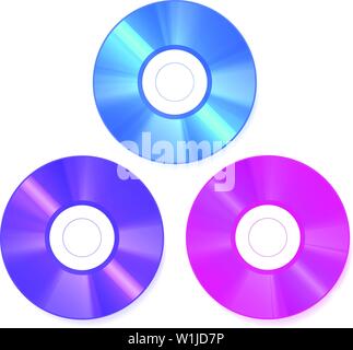 Top view Monochrome color CD disk on white, vector art Stock Vector