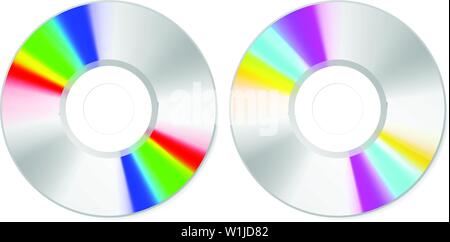 Top view spectrum color CD disk on white, vector art Stock Vector