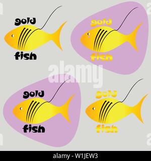 seafood logo or sticker goldfish using negative space Stock Vector