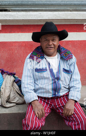 A maya indigenous man in traditional clothing in Todos Santos Cuchumatan,  Huehuetenango, Guatemala. Stock Photo