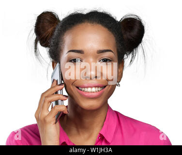 African American Woman with a mobile phone Stock Photo