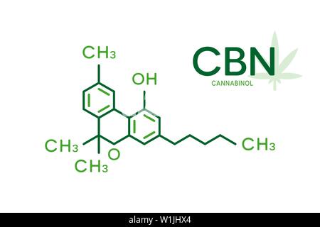 CBN molecular formula. Cannabinol molecule structure on white background. Stock Vector