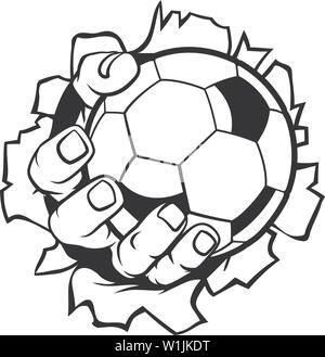 Soccer Football Ball Hand Tearing Background Stock Vector