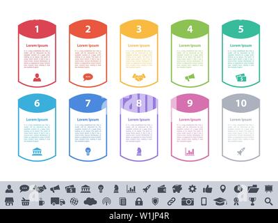 Infographic design business concept vector illustration with 10 steps or options or processes represent work flow or diagram Stock Vector