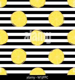 Lemon slices seamless pattern. Simple vector illustration background. For print, textile, web, home decor, fashion, surface, graphic design Stock Vector
