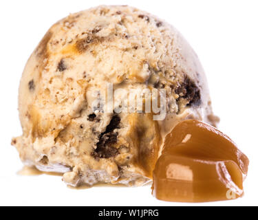 Single scoop of vanilla - caramel - brownie ice cream isolated on white ...