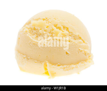 A scoop of mango ice cream from the front on a white background isolated on white background Stock Photo
