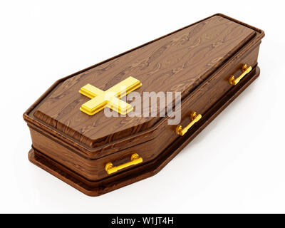 Coffin isolated on white background. 3D illustration. Stock Photo