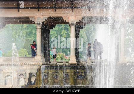 Kids play in the Diwan-e-Khas (the Hall of Private Audience) at Shalimar Bagh, Srinagar, Jammu and Kashmir, India Stock Photo