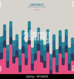 Abstract background blue and pink rounded lines halftone transition pattern with space for text. Stock Vector