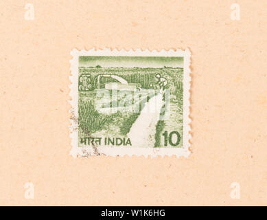 INDIA - CIRCA 1970: A stamp printed in India shows irrigation, circa 1970 Stock Photo