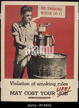 VIOLATION OF SMOKING RULES MAY COST YOUR LIFE Stock Photo