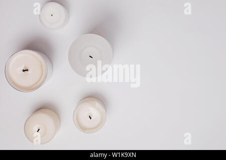 Interior candles isotated on white background, top view Stock Photo