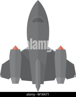 Stealth bomber  icon in flat color style. Aircraft military attack avionics anti radar Stock Vector