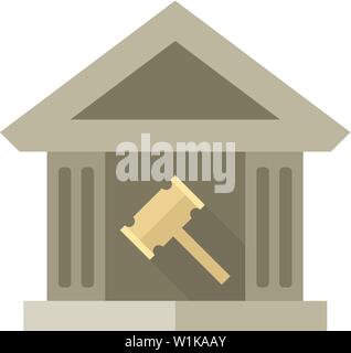 Auction house icon in flat color style. Business bidding market court government Stock Vector