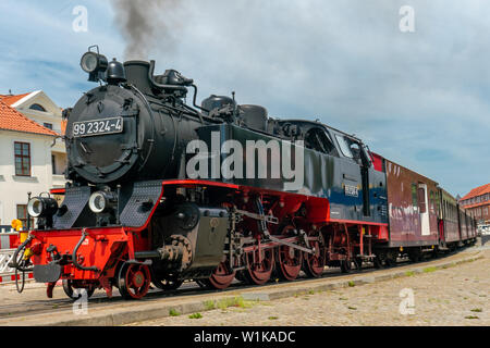 Molli-Bahn steam locomotive in the city of Bad Doberan Stock Photo