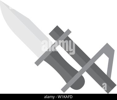 Bayonet knife icon in flat color style. Weapon vintage riffle assault army war battle danger dagger Stock Vector