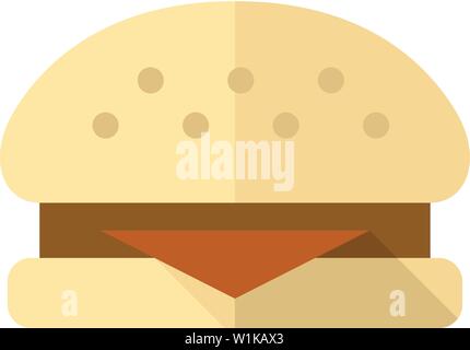 Burger icon in flat color style. Fast food junk American carbohydrate eating Stock Vector