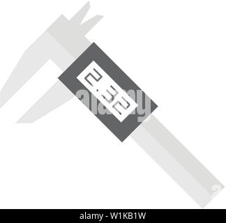 Digital caliper icon in flat color style. Instrument equipment measurement accuracy millimeter Stock Vector