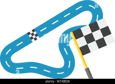 Race circuit icon in flat color style. Sport transportation driving lane Stock Vector