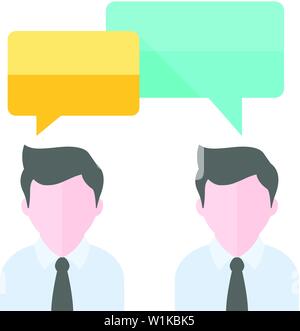 Teamwork icon in flat color style. Business communication discussion idea Stock Vector