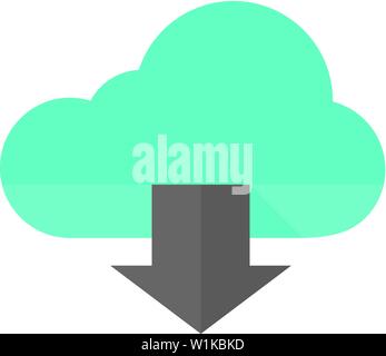 Cloud download icon in flat color style. Stock Vector