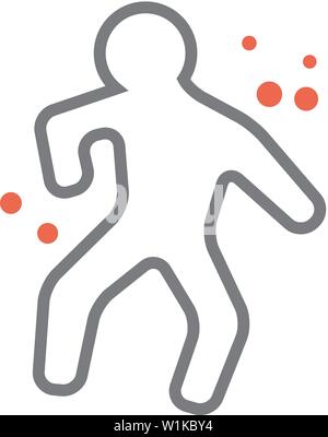 Crime victim icon in flat color style. Science investigation human body evidence Stock Vector