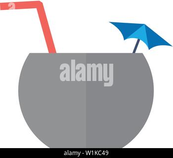 Coconut drink icon in flat color style. Tropical Asian. Stock Vector