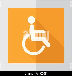 Disabled access icon in flat color style. Road building wheelchair care Stock Vector