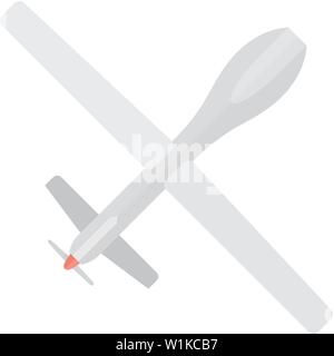 Unmanned aerial vehicle icon in flat color style. Aviation technology military drone modern warfare Stock Vector