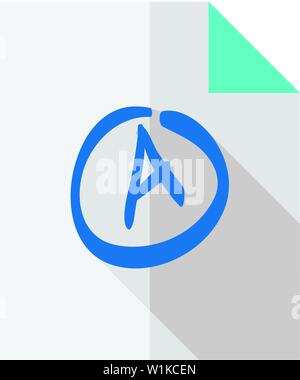 Exam result icon in flat color style. Education school student essay paper Stock Vector