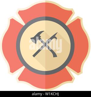 Firefighter emblem icon in single color. Service fireman coat of arms ...