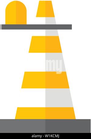 Traffic cone icon in flat color style. Road construction warning alert internet web page under construction Stock Vector