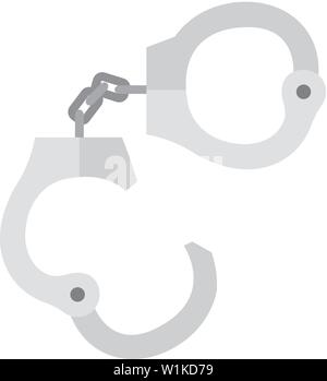 Handcuff icon in flat color style. Justice law equipment tool police criminal bondage Stock Vector
