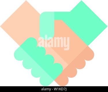 Handshake icon in flat color style. Business people agreement Stock Vector