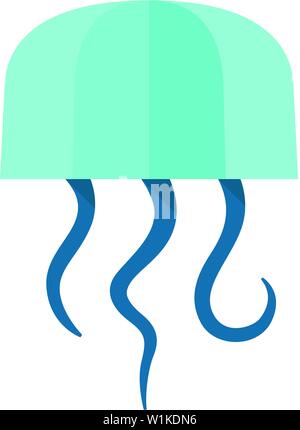 Jellyfish icon in flat color style. Ocean animal dweller sting tentacles Stock Vector