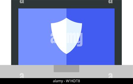 Laptops icon in flat color style. Electronic computer network antivirus malware adware virus detection Stock Vector