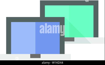 Laptops icon in flat color style. Electronic computer network connection internet intranet local area Stock Vector