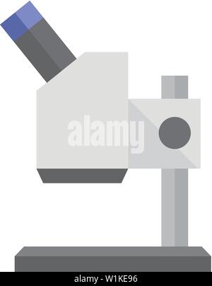 Microscope icon in flat color style. Science equipment laboratory chemist biology bacteria virus magnification Stock Vector