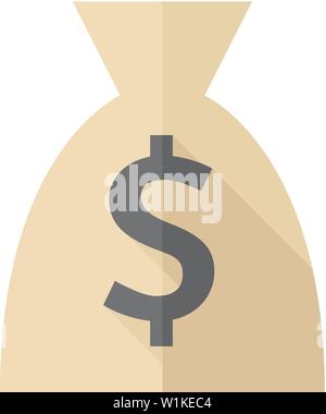 Money sack icon in flat color style. Finance wealth banking Stock Vector