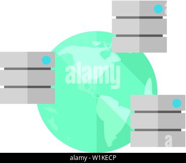 Server icon in flat color style. Mirror, multiple Stock Vector