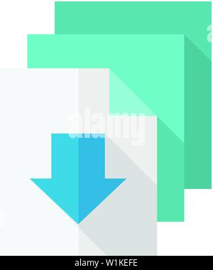 Multiple download arrow icon in flat color style. Stock Vector
